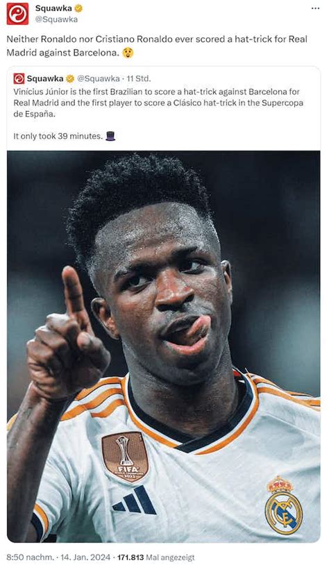 👑 Das schaffte noch nicht mal CR7: Vini Jr. brilliert im El Clásico ...