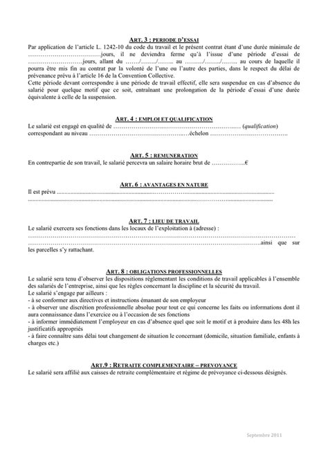 Exemple De Contrat De Travail A Duree Indeterminee France DOC PDF