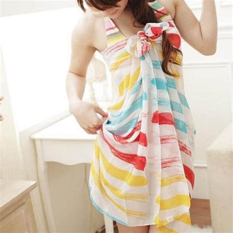 Summer Women Sexy Chiffon Beach Towel Pareo Sarong Cover Ups Off Shoulder Dress Ebay