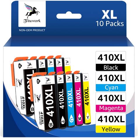 10 Pack 410XL Ink For Epson XP Printers With High Yield 4 Black 2