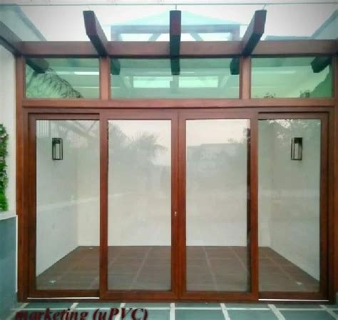 Wooden Inch Aluminium Toughened Glass Sliding Door For Home