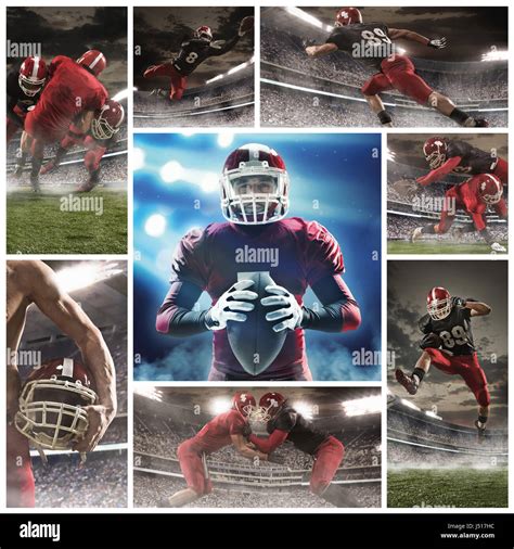 The Collage About American Football Players Stock Photo Alamy