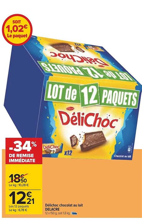 Promo Délichoc Chocolat Au Lait Delacre chez Carrefour iCatalogue fr