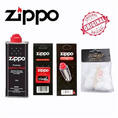 Jual PAKET LENGKAP MINYAK BATU SUMBU KAPAS ZIPPO ORI MINYAK ZIPPO 125ML