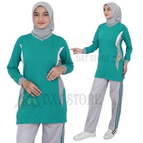 Jual Setelan Kaos Olahraga Wanita Training Seragam Baju Senam