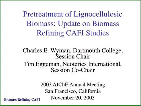 Ppt Pretreatment Of Lignocellulosic Biomass Update On Biomass