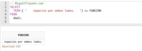 Función Trim En Oracle