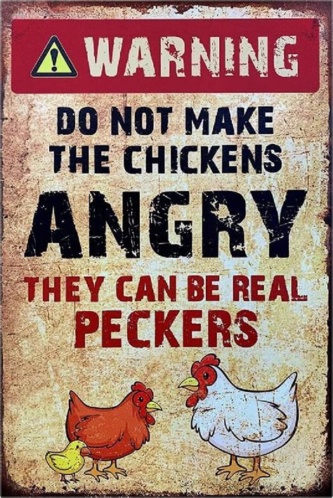 Funny Chicken Sign Metal Chicken Coop Tin Signs Warning