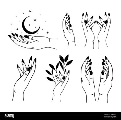 set of minimalist tattoo of hands Stock Vector Image & Art - Alamy