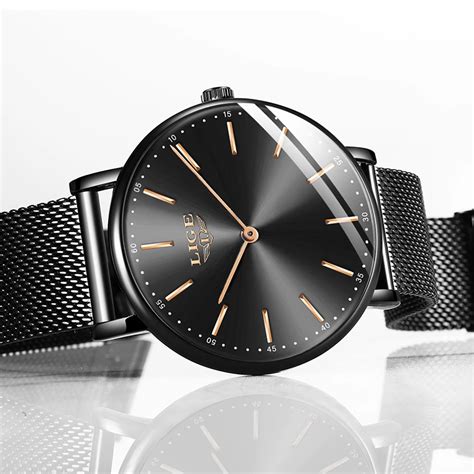 Aliexpress.com : Buy LIGE Fashion Luxury Black Women Watches 2018 High Quality Ultra thin Quartz ...