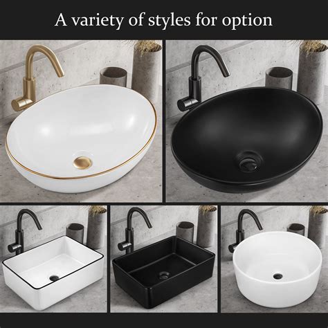 White Bathroom Sink Vessel Wash Basin Washing Vanity Bowl Above Counter