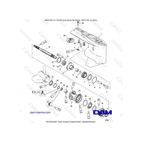 Mercury V Optimax Caja De Engranajes Eje De La H Lice Rotaci N