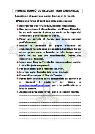 Primera Reuni De Delegats Medi Ambientals Pdf