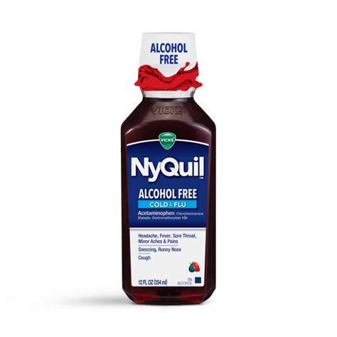 NyQuil ALCOHOL FREE Cough Cold Flu Nighttime Relief Liquid Berry