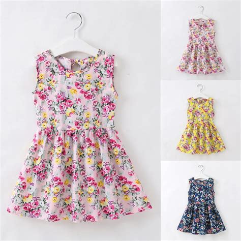 Hot Kids Girls Summer Dress Bohemian Flower Kids Sleeveless Floral ...