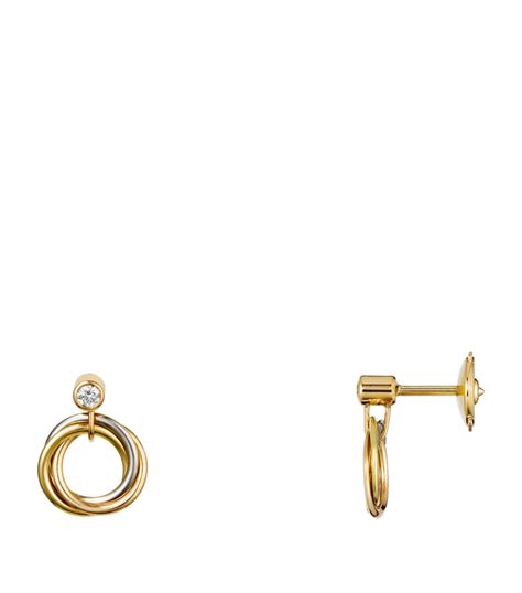 Cartier White Yellow Rose Gold And Diamond Trinity Earrings Harrods Uk