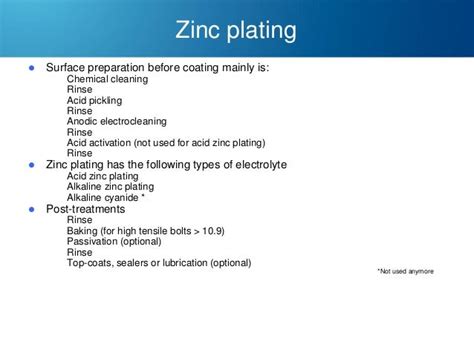 Zinc And Zinc Alloy Plating