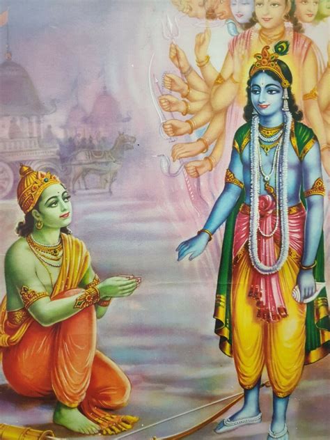 Vintage Print of Lord Krishna and Arjuna from Mahabharata