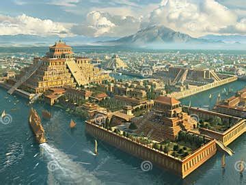 Aztec Empire Tenochtitlan in Its Full Glory Canals and Temples ...