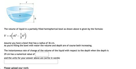 Solved The Volume Of Liquid In A Partially Filled Chegg