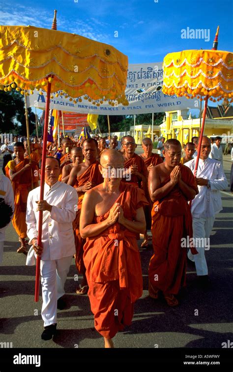 Painet Hk2972 Cambodia Monks Priests Holy Men Males Phnom Penh Robes