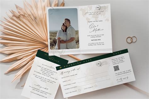 Boarding Pass Wedding Invitation Template Suite With Photo and - Etsy