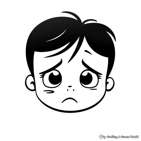 sad kid face drawing