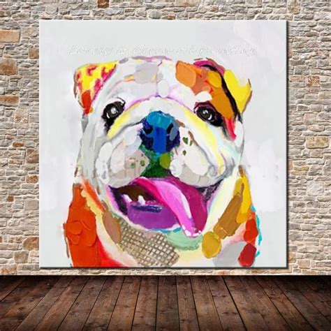 100% Hand painted Modern Art Dog Oil Painting On Canvas Handmade ...