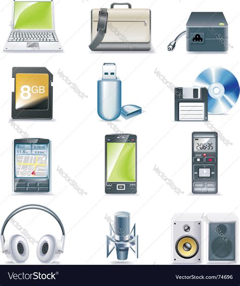 Computer Parts Icon Set Royalty Free Vector Image