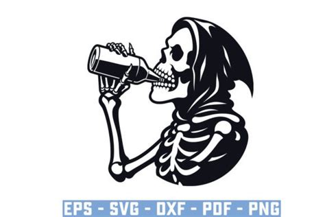 Funny Drinking Skeleton Skull Svg Files Graphic By Ripongrafix471