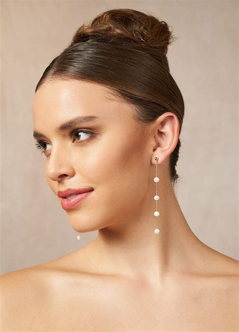 Golden Pearl Drop Earrings Azazie