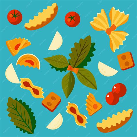 A collection of food including one of the most popular foods | Premium