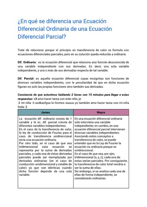 SOLUTION En Qu Se Diferencia Una Ecuaci N Diferencial Ordinaria De Una