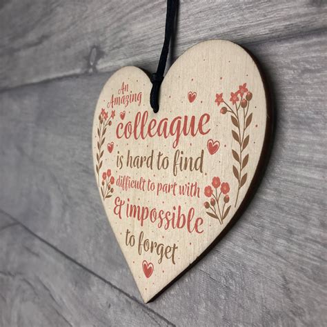 Friendship Colleague T Wooden Heart Plaque Work Friend T