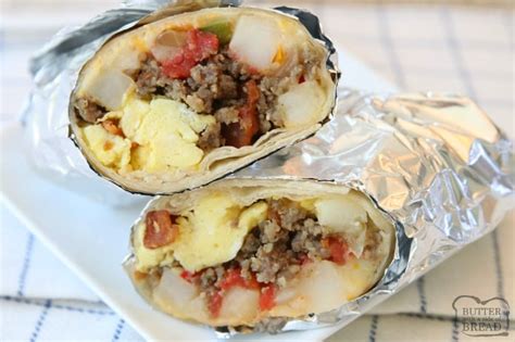 Loaded Breakfast Burrito Recipe Butter With A Side Of Bread