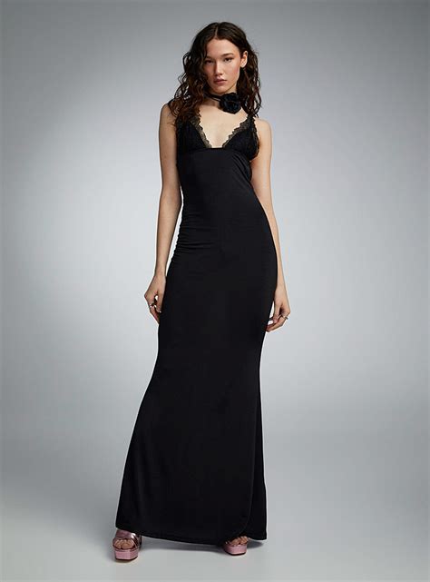 Lace Trim Second Skin Maxi Dress Twik Long Dresses And Maxi Dresses