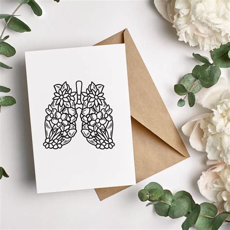 Floral Lungs Svg Human Lung Silhouette Svg Human Anatomy Respiratory