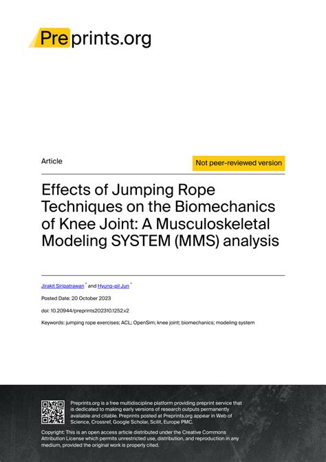 (PDF) Effects of Jumping Rope Techniques on the Biomechanics of Knee ...