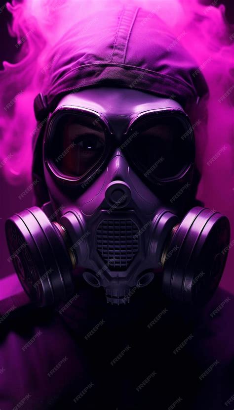 Premium Ai Image A Purple Gas Mask With A Purple Background And A