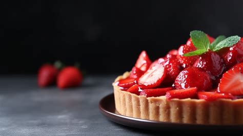 Tempting Delights Delectable Strawberry Tart Showcased On A Textured