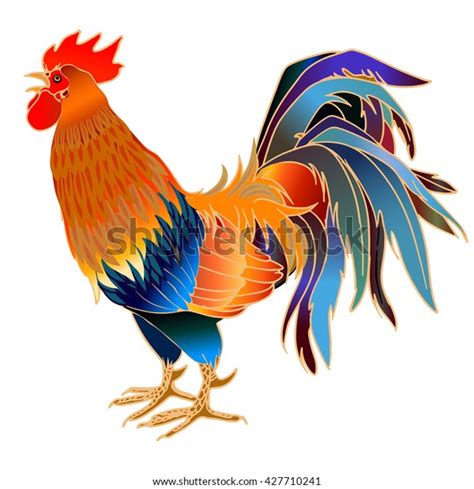 Rooster Crowing Isolated On White Vector Stock Vector Royalty Free