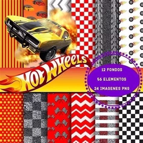 Kit Imprimible Hot Wheels 12 Fondos 80 Meses Sin Intereses