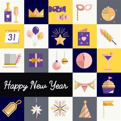 year icons set vector  vector