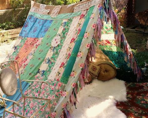 Boho Tent Glamping Teepee Vintage Scarves Gypsy Hippie Patchwork Bed