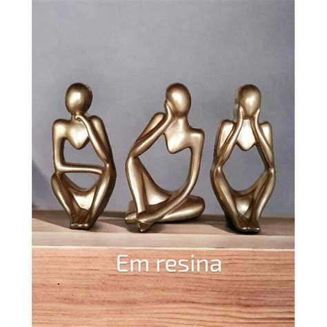 Trio de estátuas decorativas pensador em resina Shopee Brasil