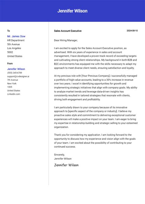 24 Sales Cover Letter Example for 2024 (Free Templates) - CVDesigner.ai