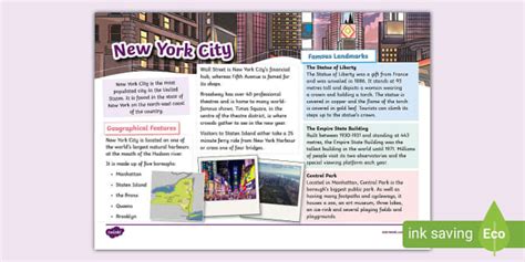 New York City Fact File Teacher Made Twinkl