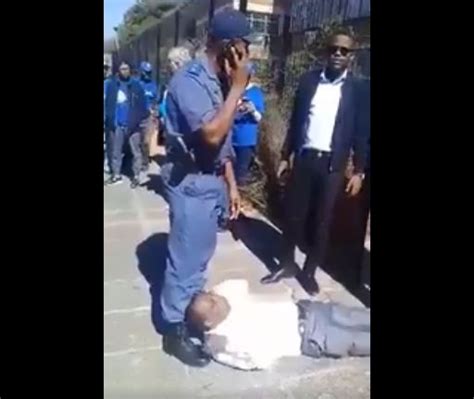 Watch Drunk Policeman Filmed Outside Sandton Police Station Sandton