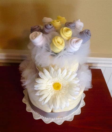 Yellow Polka Dot 2 Tier Baby Sock Bouquet Burp By JustBabyBoutique