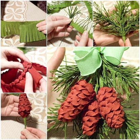 Stunning Crepe Paper Pine Cone With Leaves Tutorial